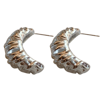 925银针牛角包耳环个性通勤