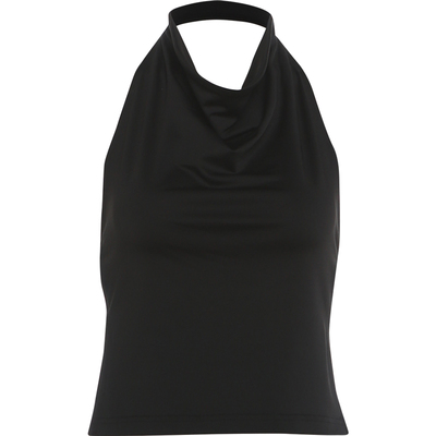 气质黑裸背修身挂脖式吊带背心女