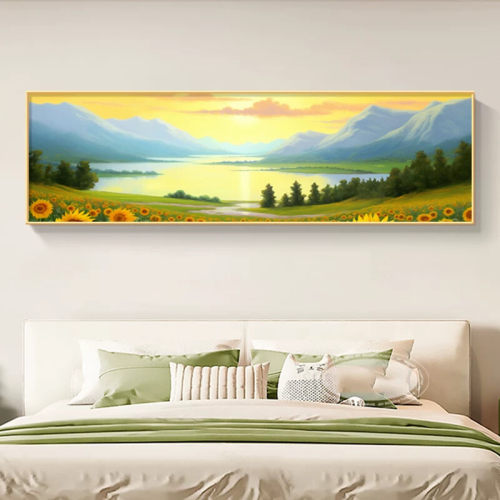 现代简约卧室装饰画客厅背景墙向日葵风景壁画主次卧房间床头挂画
