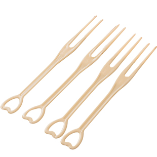 3000只透明水果叉两齿叉水果塑料小叉子一次性心形叉水晶蛋糕叉