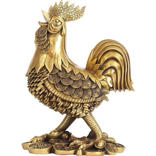 铜欣祥黄铜大吉大利金钱鸡公鸡生肖鸡摆件家居装饰品工艺品摆件