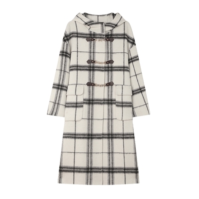 白鹿语英伦风格纹双面呢大衣25冬新款羊毛混纺加厚长款呢子大衣女