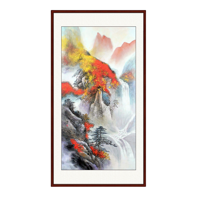 纯手绘专业国画中堂山水画玄关