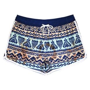 HOTMANGO女士速干沙滩裤弹力平角泳裤情侣款游泳跑步温泉印花短裤