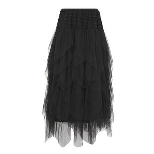 sdeer圣迪奥女装松紧肌理网纱不规则A字长裙S242Z1117