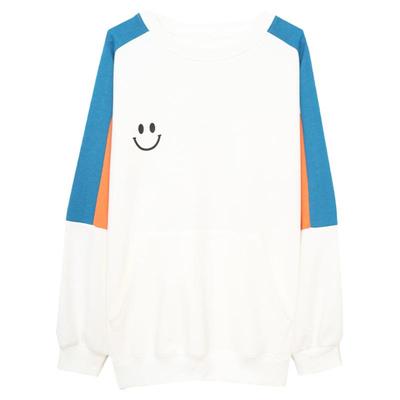 春秋薄款白色圆领卫衣女