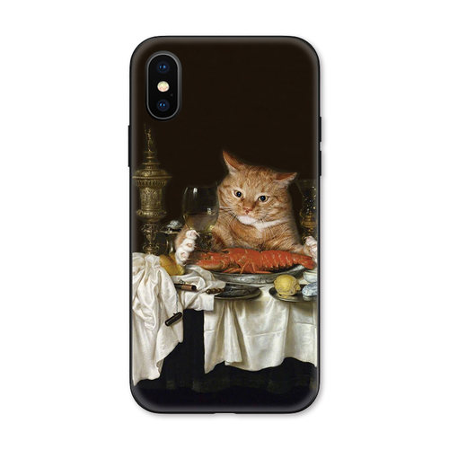 世界名画橘猫美食龙虾油画适用iPhone XS Max苹果16防摔17软壳14/15pro手机壳678plus