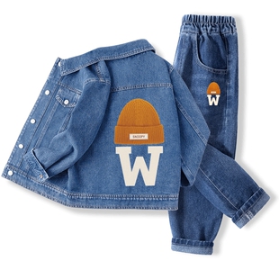 史努比男童牛仔套装2026新款帅气潮男大童夹克两件套儿童春秋外套