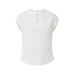 Little Naive女童新中式T恤夏季新款小立领弹力上衣儿童防晒短袖