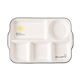 陶瓷分餐分隔格餐盘早餐减脂五格月子餐具大人加深高级感家用套装