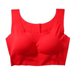 大红色本命年内衣女小胸聚拢无痕无钢圈结婚新娘文胸背心式属马年