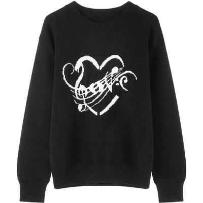 LAGOGO心动乐符撞色落肩针织毛衫