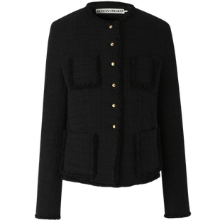 【粗花呢面料】IIIVIVINIKO春季新款复古通勤圆领小香风外套女