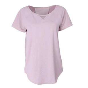 九山宽松健身上衣女跑步透气t恤运动短袖网纱休闲罩衫速干瑜伽服