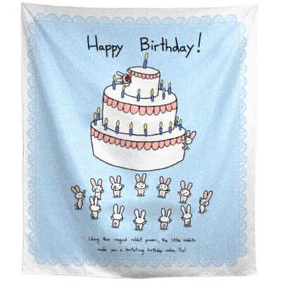 马吉吉 ins清新可爱兔子生日装饰场景布置背景布儿童周岁派对挂布