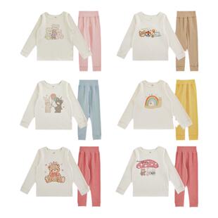 幼悠女童萌友派对印花家居服套装春秋蓬松顺滑天生柔糯睡衣两件套