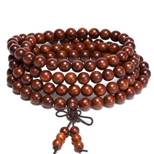 小叶红檀木手串手链情侣首饰品紫檀佛珠108颗珠子佩戴手工精致