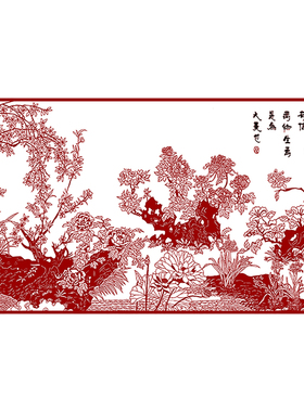 牡丹剪纸图样黑白打印稿刻纸图案