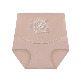 UFEEL内裤女新款微收腹蕾丝高腰三角内裤女大码内裤红色内衣86581