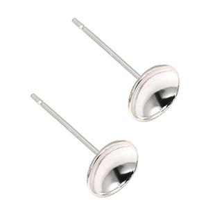 925纯银耳钉无孔珍珠空托碗针手工DIY配件饰品材料珠盘托圆珠耳环