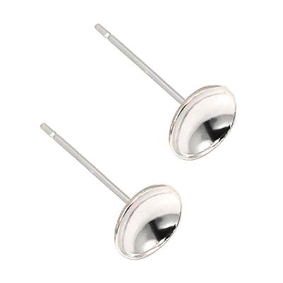 925纯银耳钉无孔珍珠空托碗针手工DIY配件饰品材料珠盘托圆珠耳环