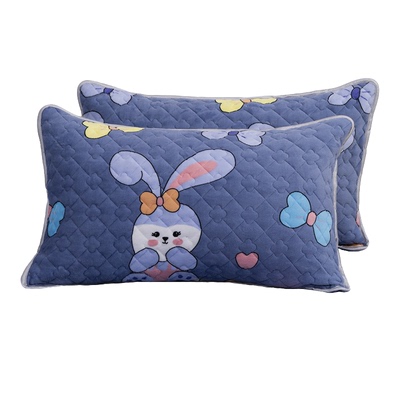 冬季牛奶绒保暖信封枕套双层绗缝