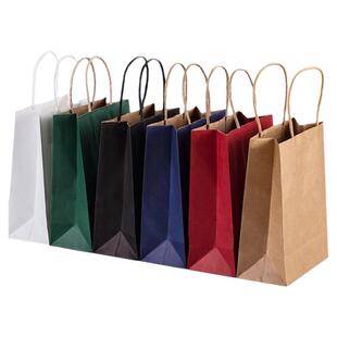 牛皮纸袋手提袋印刷logo礼品袋包装纯色烘焙外卖奶茶袋子现货批发