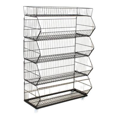 可移动零食货架多层金属斜口篮