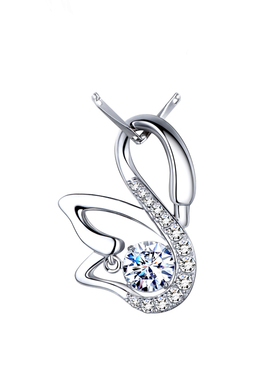 S925纯银天鹅项链锆石吊坠锁骨链