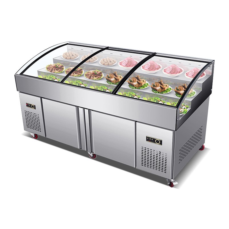 定制阶梯冰台 熟食展示柜海鲜凉菜展示柜冷藏柜冰台 商用阶梯菜台