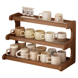 桌面杯架家用多层台面茶杯茶具咖啡杯收纳置物架小型放水杯整理架