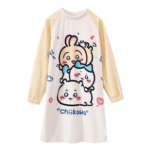 chiikawa女童珊瑚绒睡裙秋冬季加厚法兰绒中大童女孩套头亲子睡衣