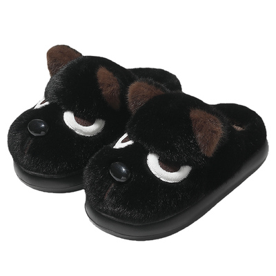 萌凶小狗加绒棉拖鞋男士包跟保暖