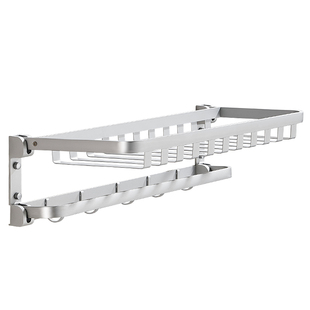 加厚太空铝网篮浴巾架浴室毛巾架厕所收纳置物架浴室免打孔毛巾杆