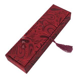 文玩木盒加长款项链盒108佛珠串珠首饰盒毛笔盒麻布盒手串古玩盒