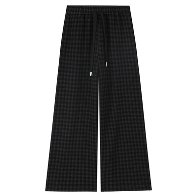 黑灰色羊毛格子裤女秋冬2025新款