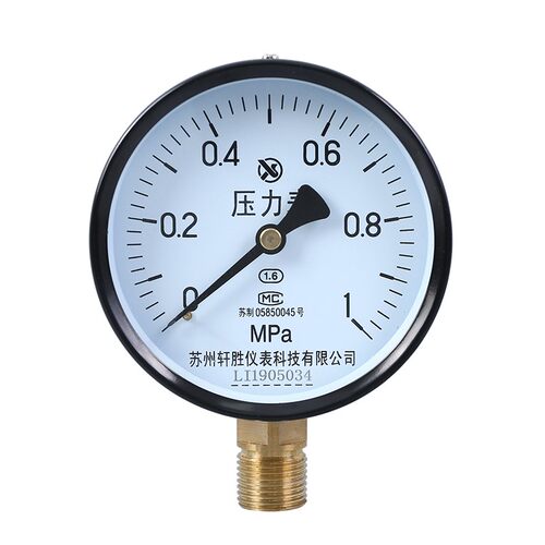 Y100压力表 1MPa 水压表 气压表 油压表弹簧管压力表苏州轩胜仪表