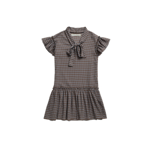 IIIVIVINIKO2026夏季新款时尚荷叶边格纹连衣裙女M620617168C