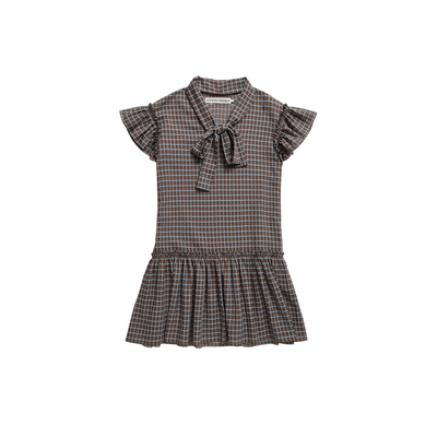 IIIVIVINIKO2026夏季新款时尚荷叶边格纹连衣裙女M620617168C