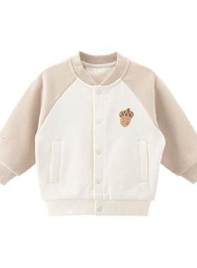 婴幼儿棒球服外套秋冬季纯棉抓绒