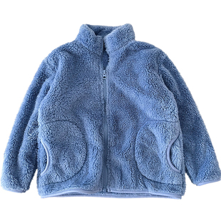 超值划算 亲子款男童舒棉绒外套中大童双面绒拉链衫纯色立领保暖