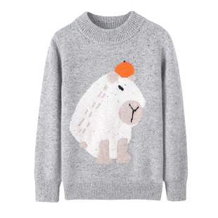 100%羊毛衫男童女童半高领加厚保暖毛衣打底衫2025秋冬新款羊绒衫