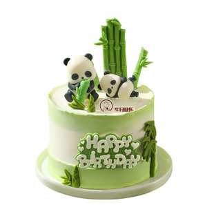 CAKEBOSS竹林萌耍熊猫花花儿童生日蛋糕北京上海同城配送