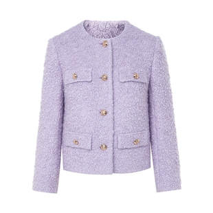 朗姿/LIME莱茵羊毛短大衣外套小卷毛圈圈精致俏皮轻盈香风新款