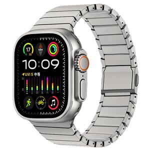 适用苹果手表新款Ultra3纯钛金属表带男iwatch S11钛合金手表带applewatch S10/9/8/7/se磁吸扣高级感腕带女