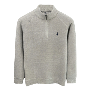 罗蒙半高领拉链一体绒雪貂绒男士毛衣冬季新款加绒加厚保暖打底衫