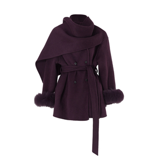 MD依诺【色调焦点】2025冬季款休闲时尚系带保暖气质轻奢羊毛外套