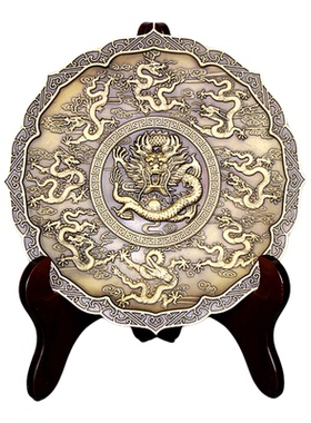 九龙中式风家居饰品铜盘子