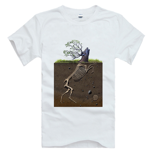 诡异另类印花 骷髅头男女短袖t恤夏季纯棉圆领宽松男装半袖体恤衫