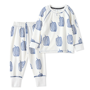 RYSONMOON薄款空调服莫代尔a类家居服线条南瓜男女宝儿童睡衣套装